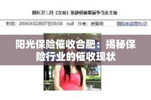 阳光保险催收合肥：揭秘保险行业的催收现状