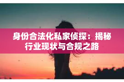 身份合法化私家侦探：揭秘行业现状与合规之路